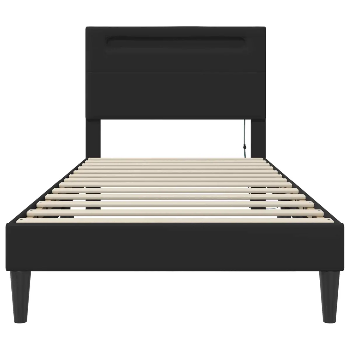 Black Faux Leather Bed Frame 90 x 190 cm