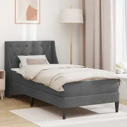 Stylish Grey Velvet Bed Frame with Foam Mattress 90 x 190 cm
