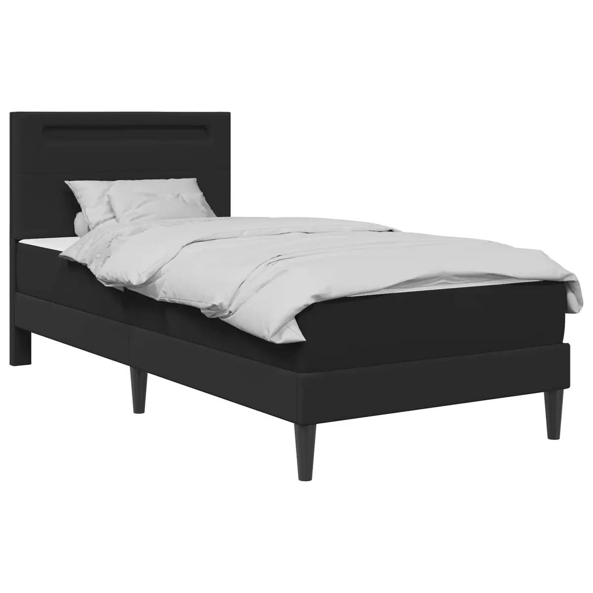Black Bed Frame with LED Strip Lights 90 x 190 cm