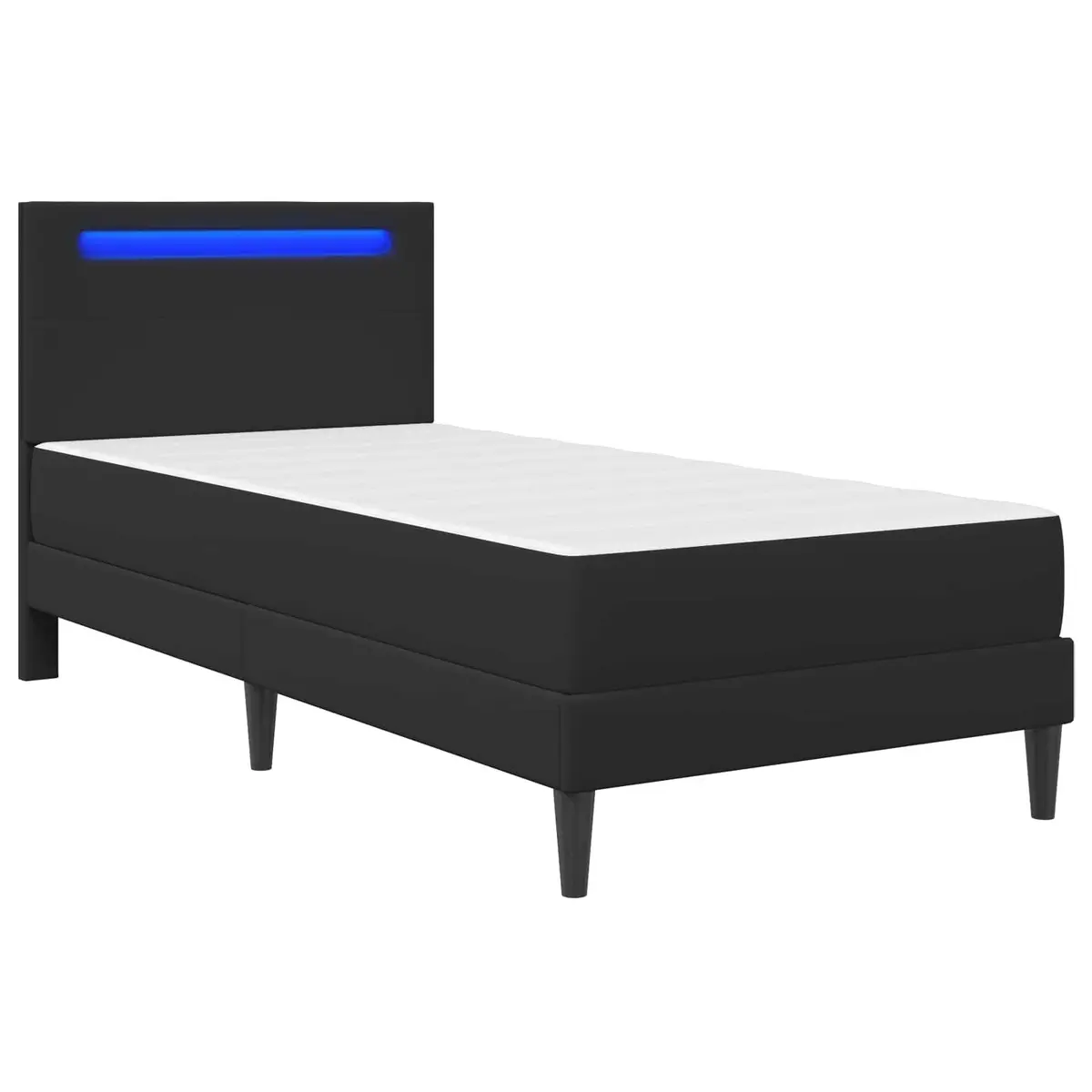 Black Bed Frame with LED Strip Lights 90 x 190 cm