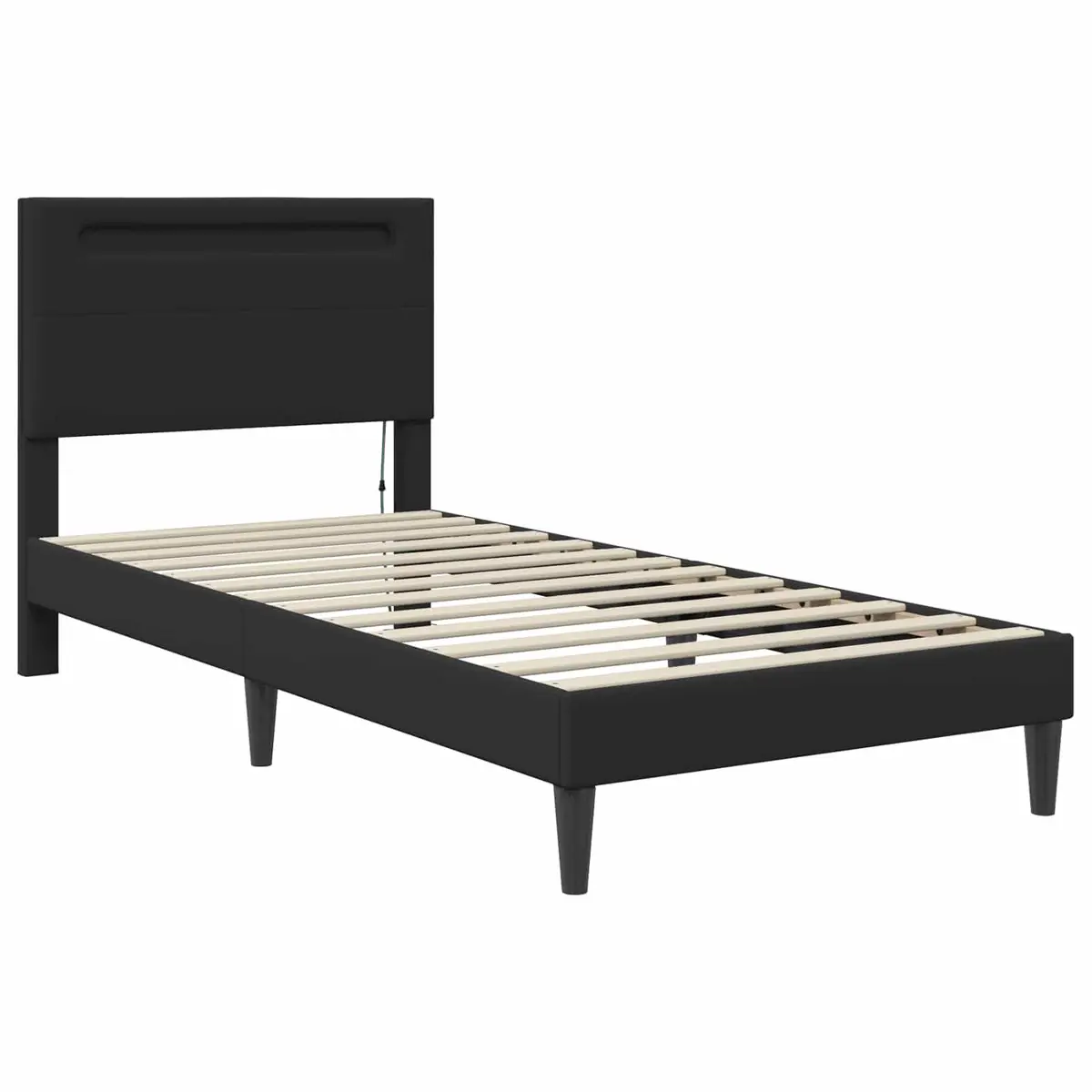 Black Bed Frame with LED Strip Lights 90 x 190 cm