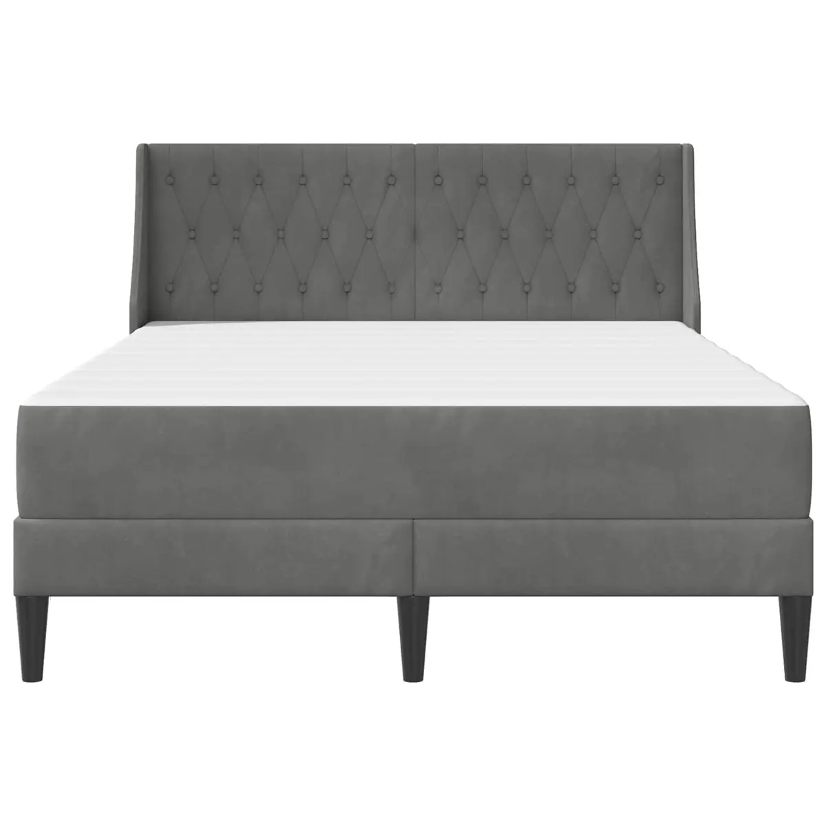 Grey Velvet Bed Frame with Integrated Mattress 137 x 190 cm
