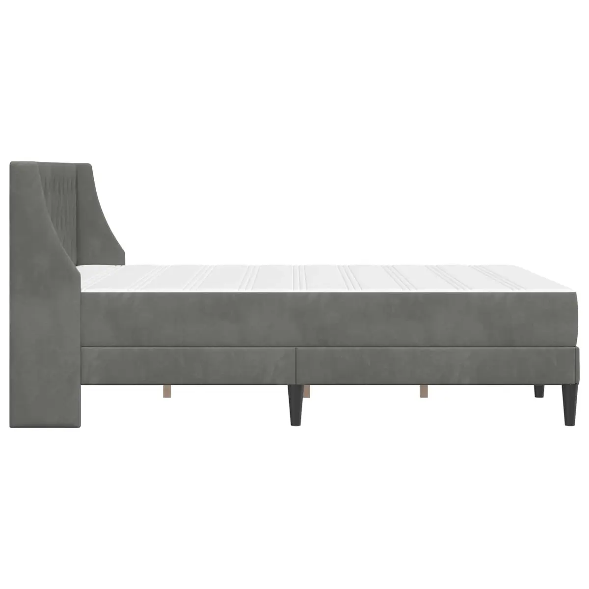 Grey Velvet Bed Frame with Integrated Mattress 137 x 190 cm