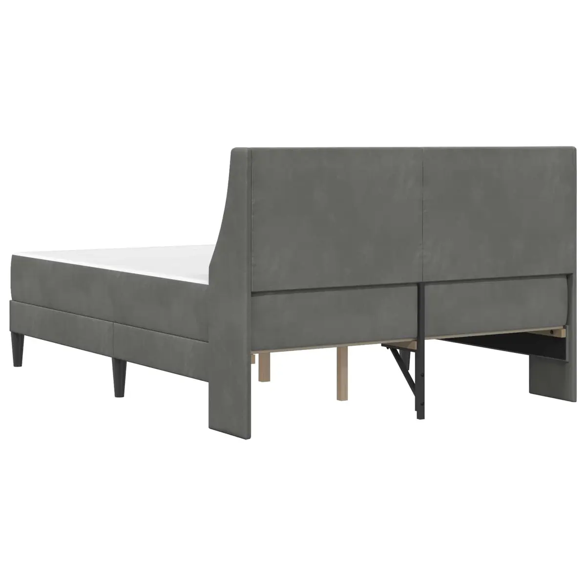 Grey Velvet Bed Frame with Integrated Mattress 137 x 190 cm