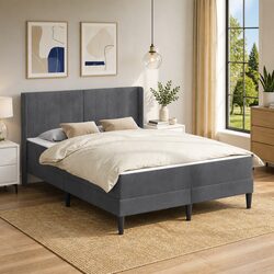 Stylish Dark Grey Bed Frame with Pocketed Coil Mattress