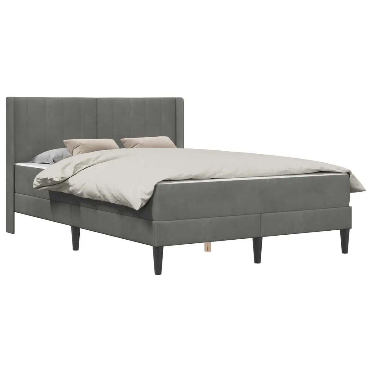 Dark Grey Bed Frame with Pocketed Coil Mattress