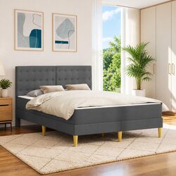 Durable Dark Grey Bed Frame with Mattress 137 x 190 cm