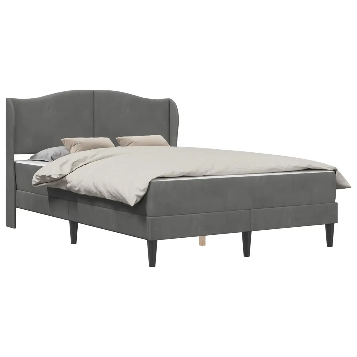 Dark Grey Bed Frame with Headboard 137 x 190 cm