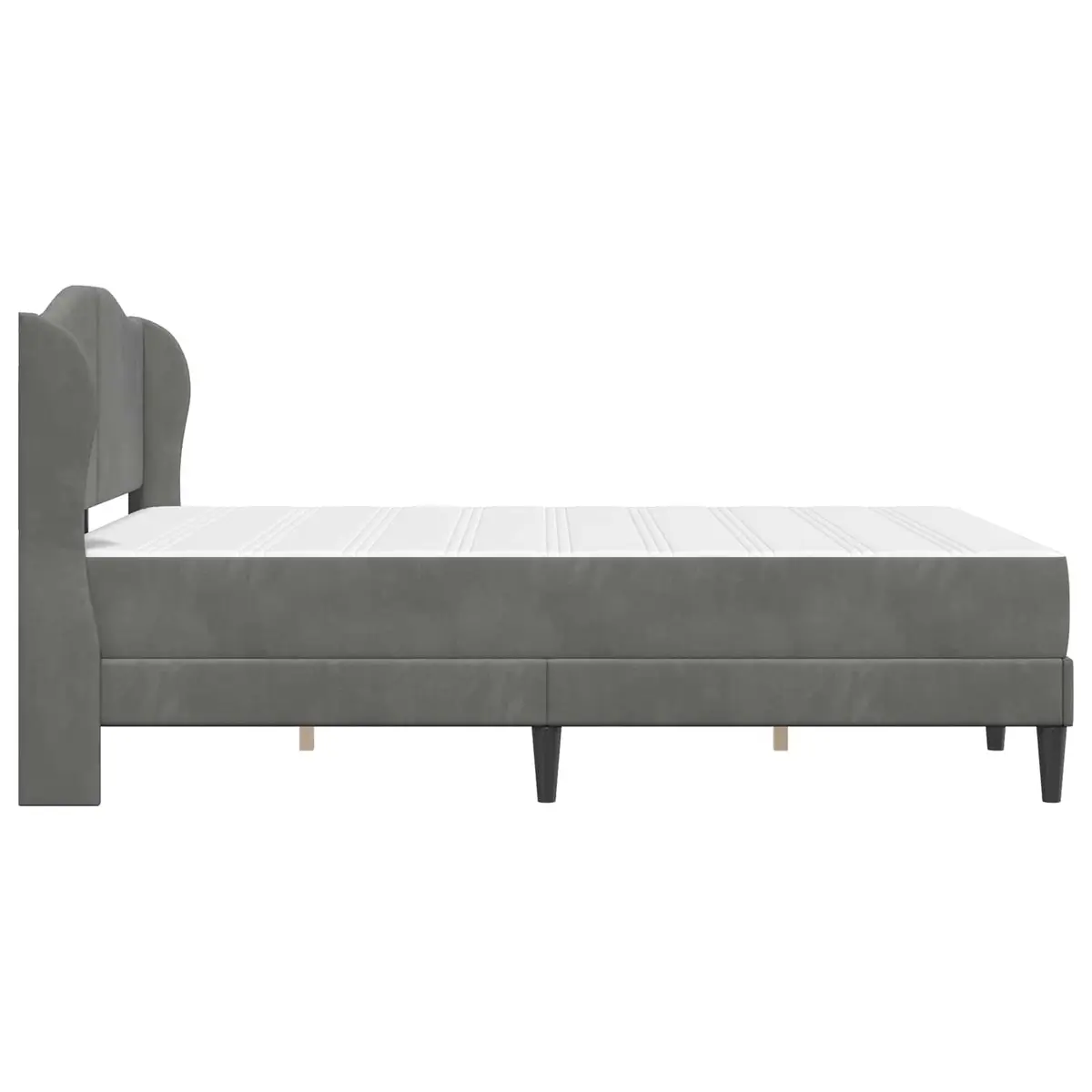 Dark Grey Bed Frame with Headboard 137 x 190 cm