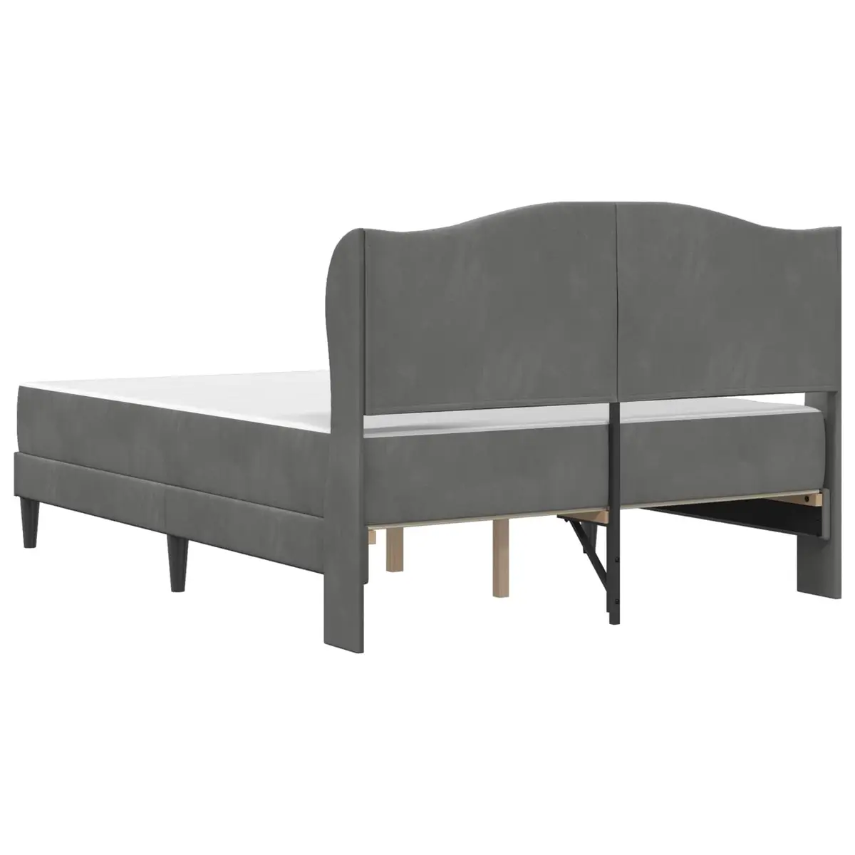 Dark Grey Bed Frame with Headboard 137 x 190 cm