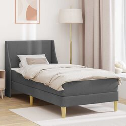 Durable Bed Frame with Mattress in Dark Grey, 107 x 203 cm