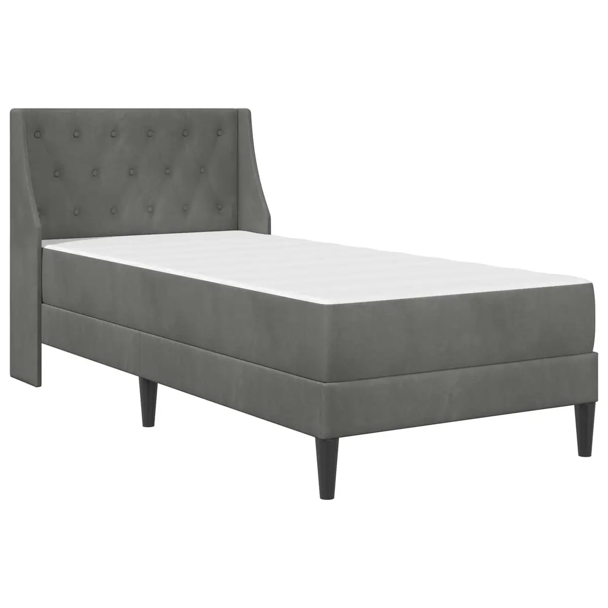 Bed Frame with Mattress Velvet 107 x 203 cm Grey
