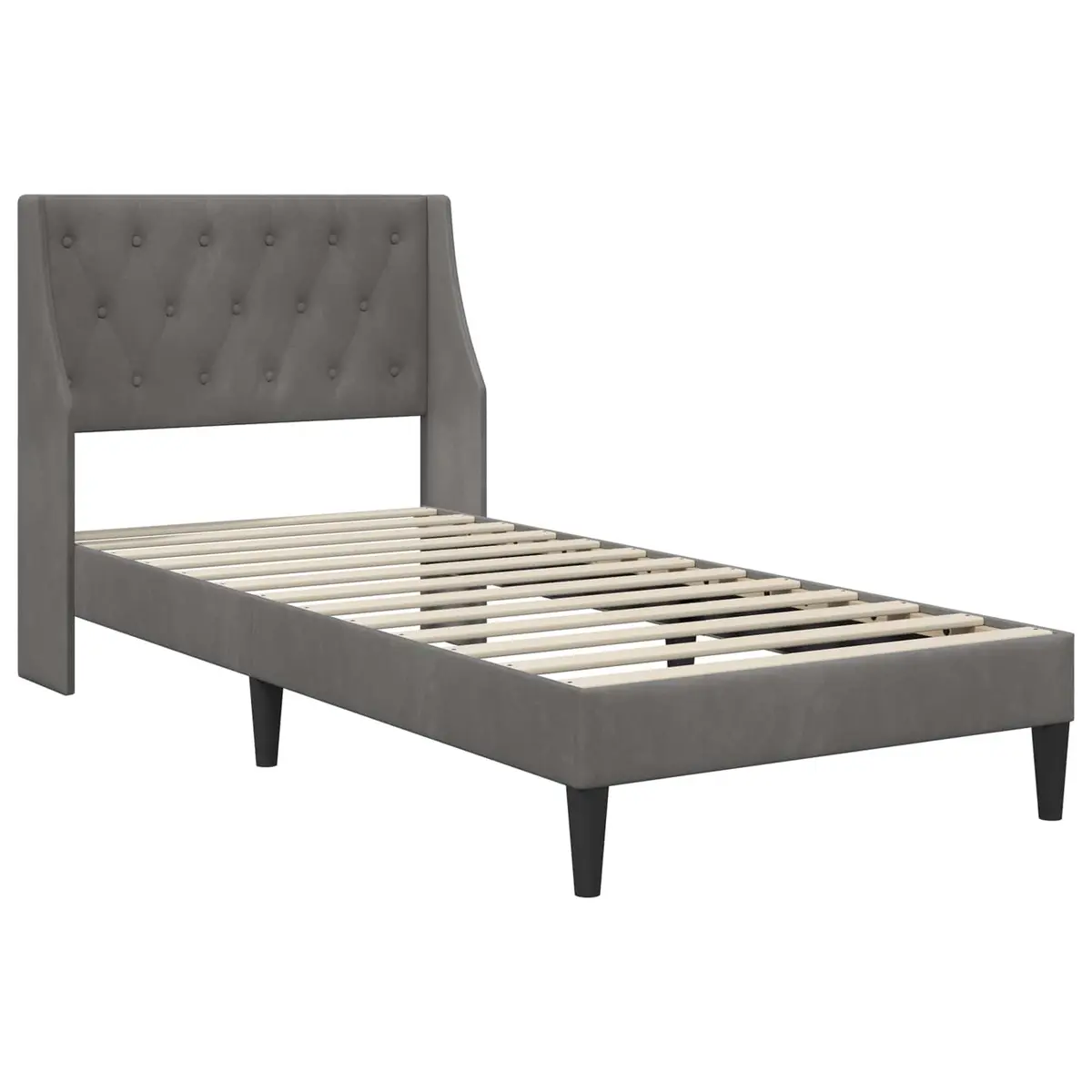 Bed Frame with Mattress Velvet 107 x 203 cm Grey