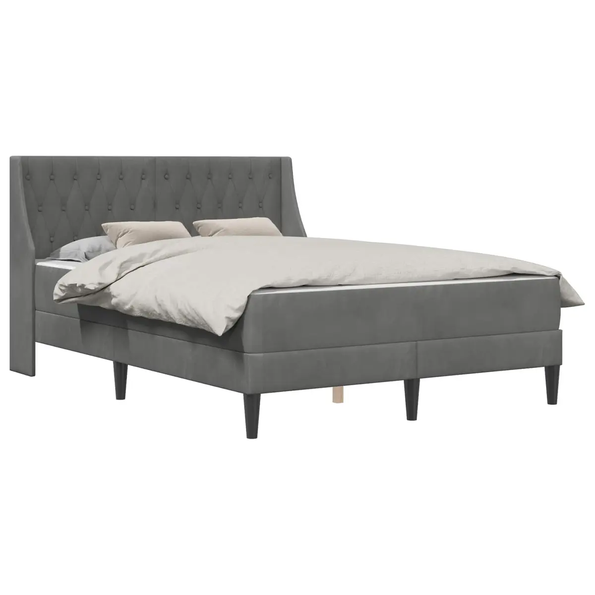 Bed Frame with Mattress Velvet 137 x 190 cm Grey