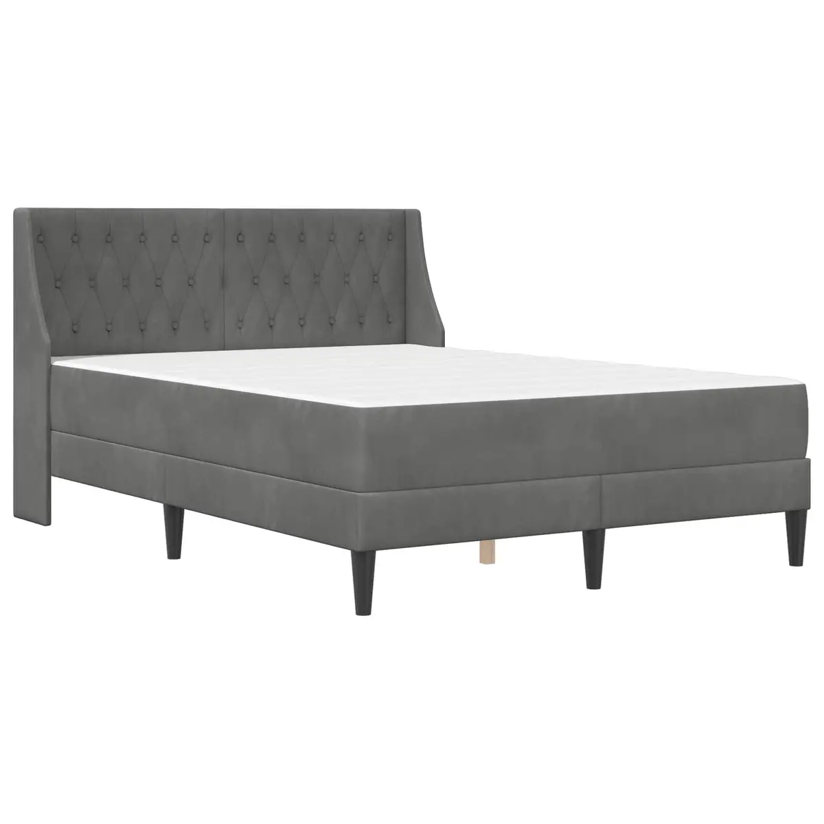 Bed Frame with Mattress Velvet 137 x 190 cm Grey