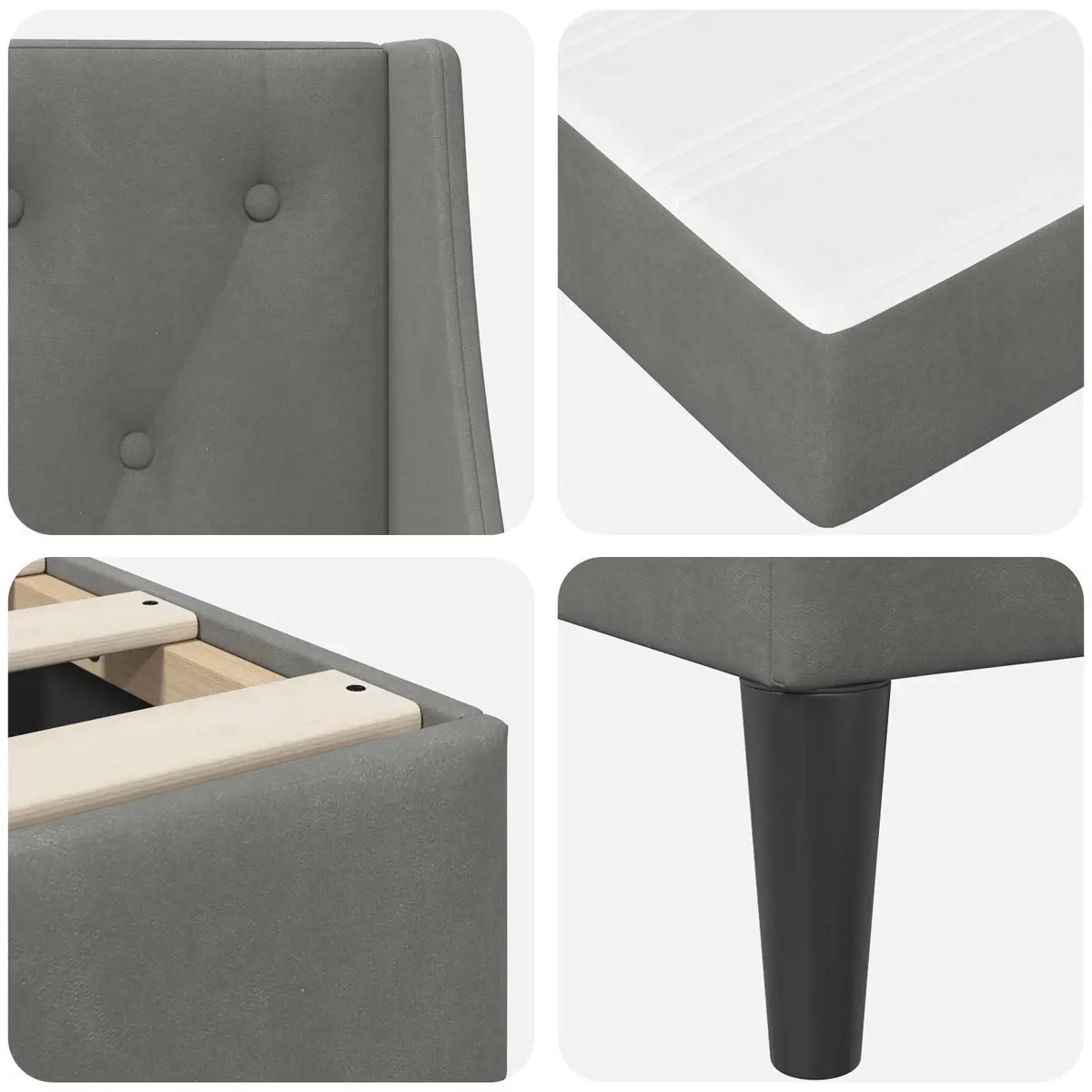 Bed Frame with Mattress Velvet 137 x 190 cm Grey