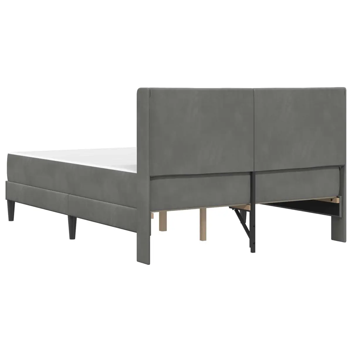 Grey Bed Frame with Mattress 137 x 190 cm