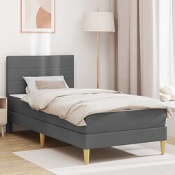 Sturdy Grey Bed Frame with Foam Mattress 107 x 203 cm