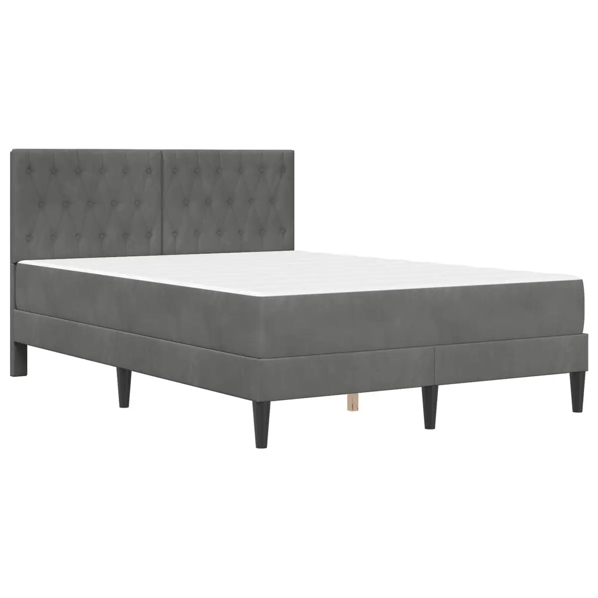 Bed Frame Pocketed Coil Mattress 137 x 190 cm Velvet Dark Grey