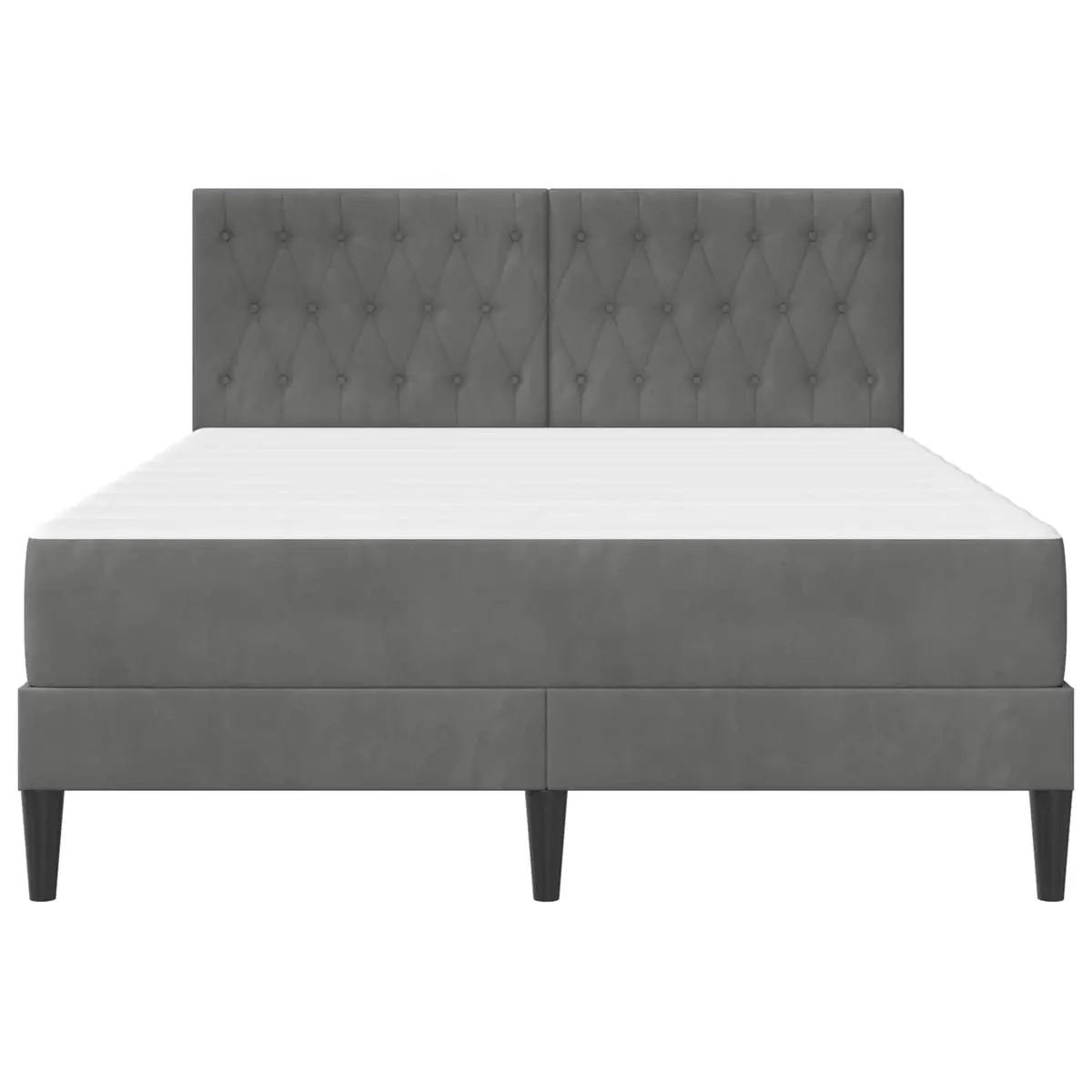 Bed Frame Pocketed Coil Mattress 137 x 190 cm Velvet Dark Grey