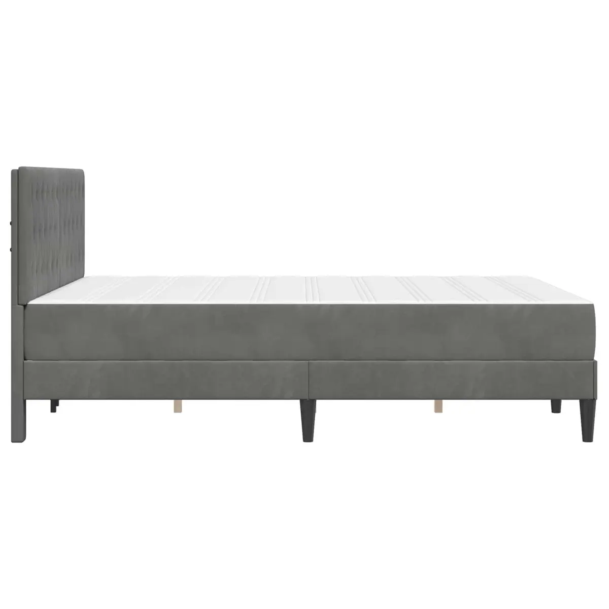 Bed Frame Pocketed Coil Mattress 137 x 190 cm Velvet Dark Grey