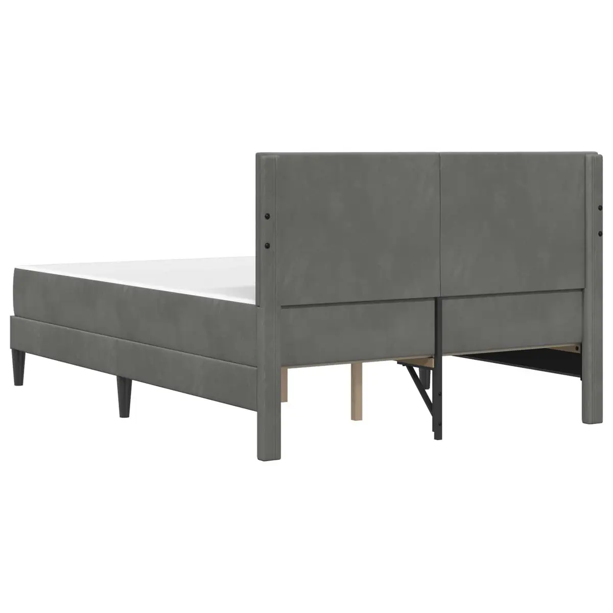Bed Frame Pocketed Coil Mattress 137 x 190 cm Velvet Dark Grey
