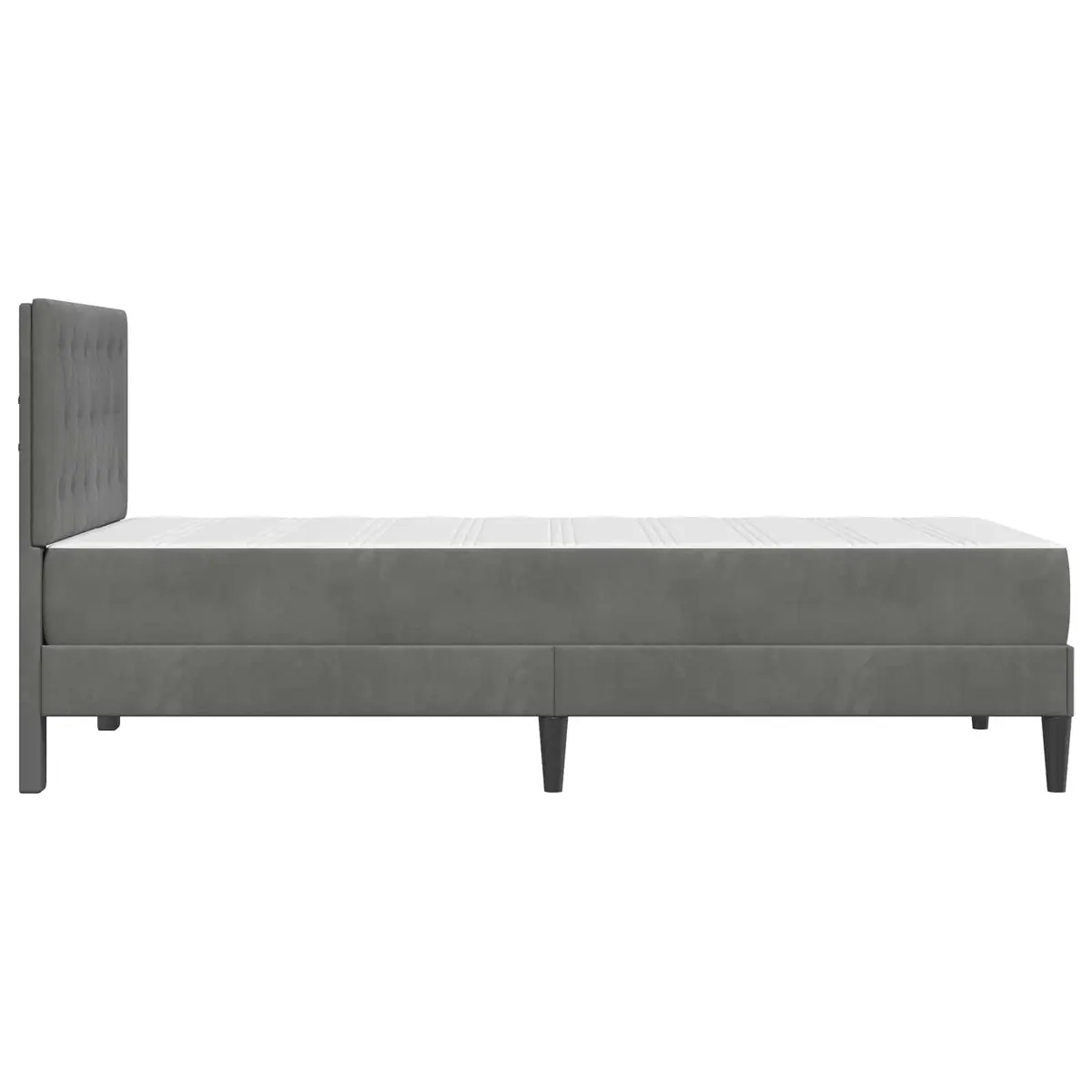 Grey Bed Frame with Mattress 107 x 203 cm Velvet Headboard