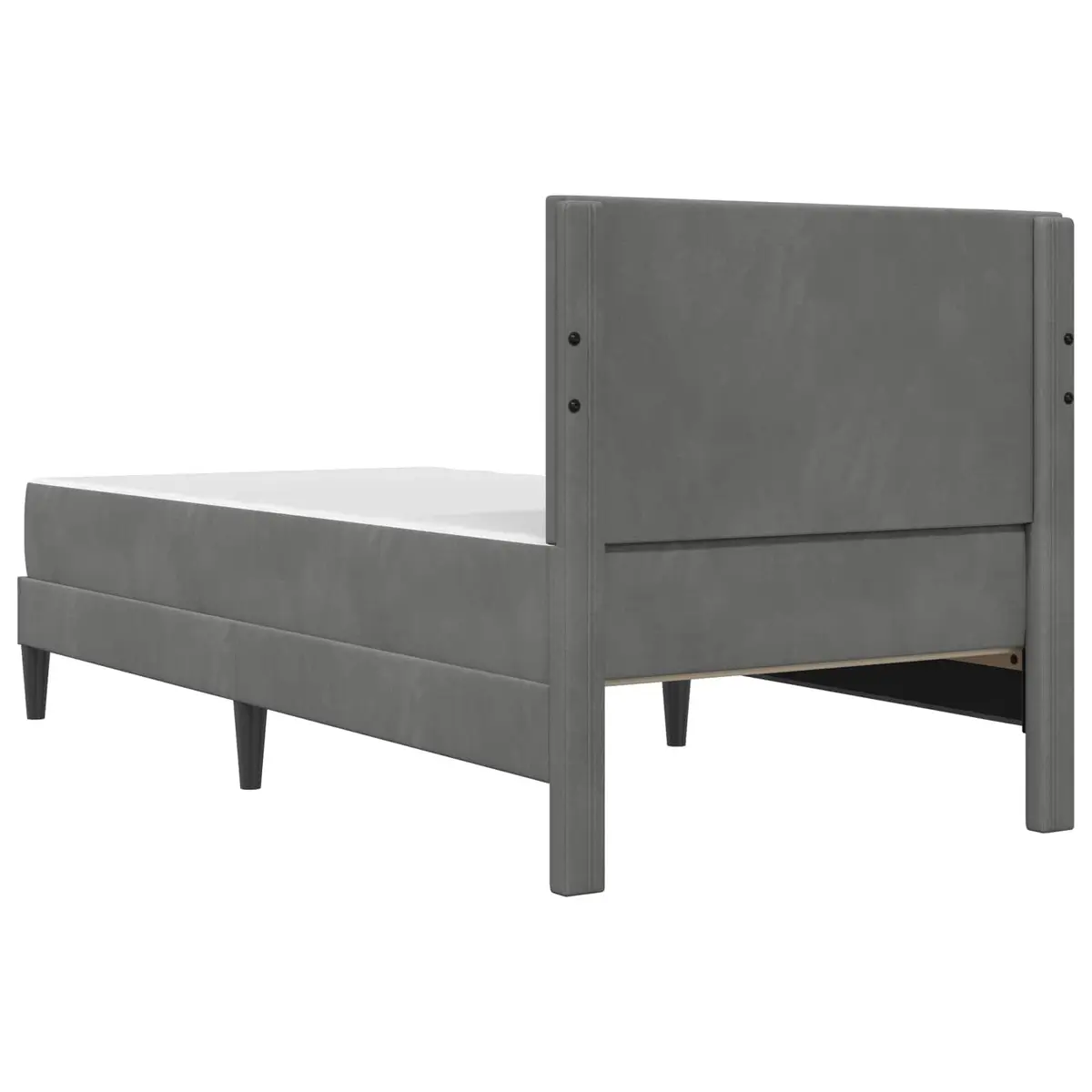 Grey Bed Frame with Mattress 107 x 203 cm Velvet Headboard