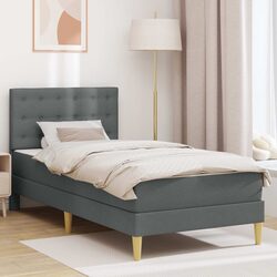 Sturdy Dark Grey Bed Frame with Mattress 107 x 203 cm
