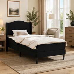 Bed Frame with Headboard Black 90 x 190 cm Faux Leather Modern Design