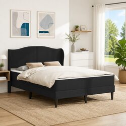 Stylish Black Bed Frame with Headboard 137 x 190 cm