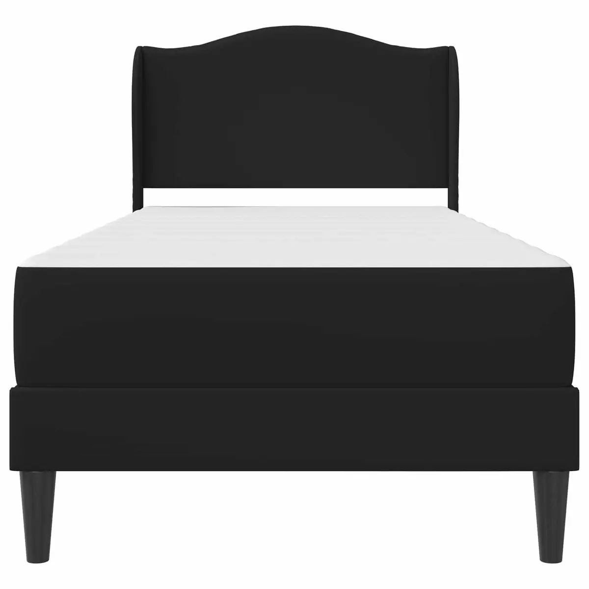 Bed Frame Plywood 107 x 203 cm Black Modern Slatted Headboard