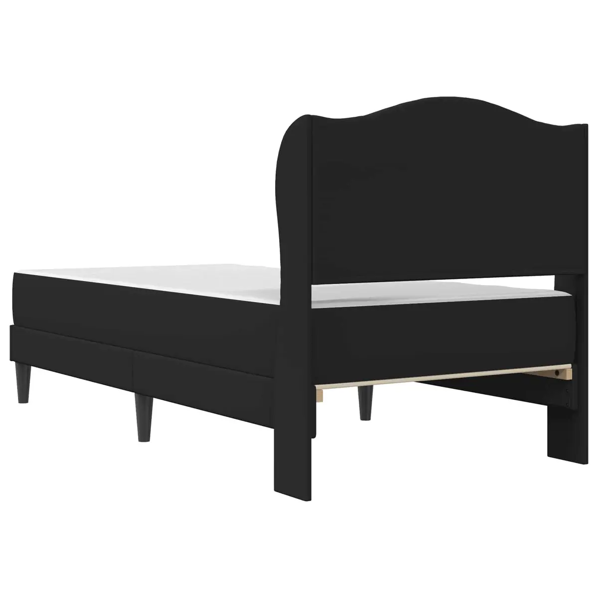 Bed Frame Plywood 107 x 203 cm Black Modern Slatted Headboard
