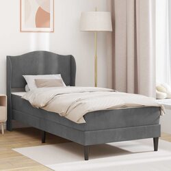 Durable Dark Grey Bed Frame with Headboard 90 x 190 cm