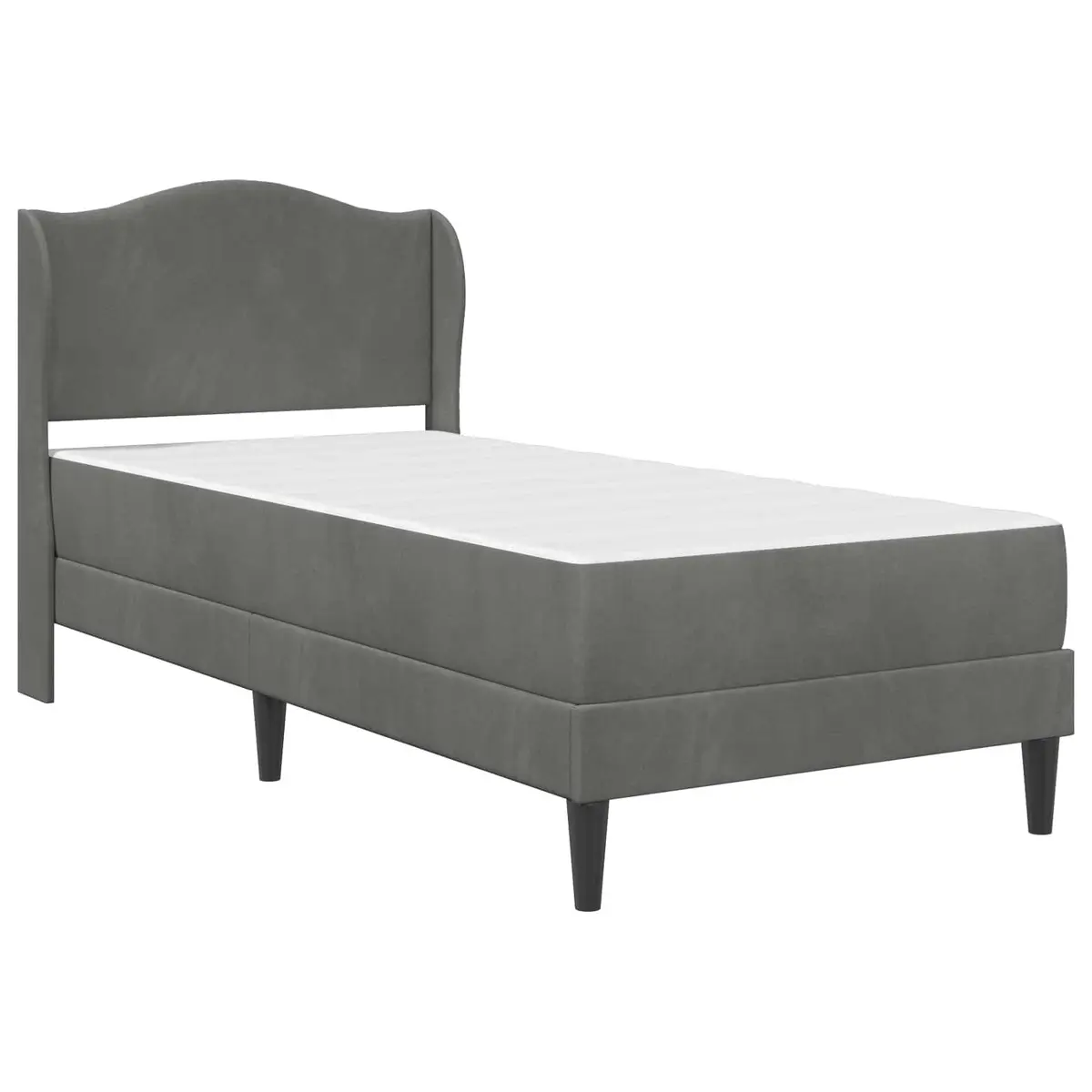 Dark Grey Bed Frame with Headboard 90 x 190 cm