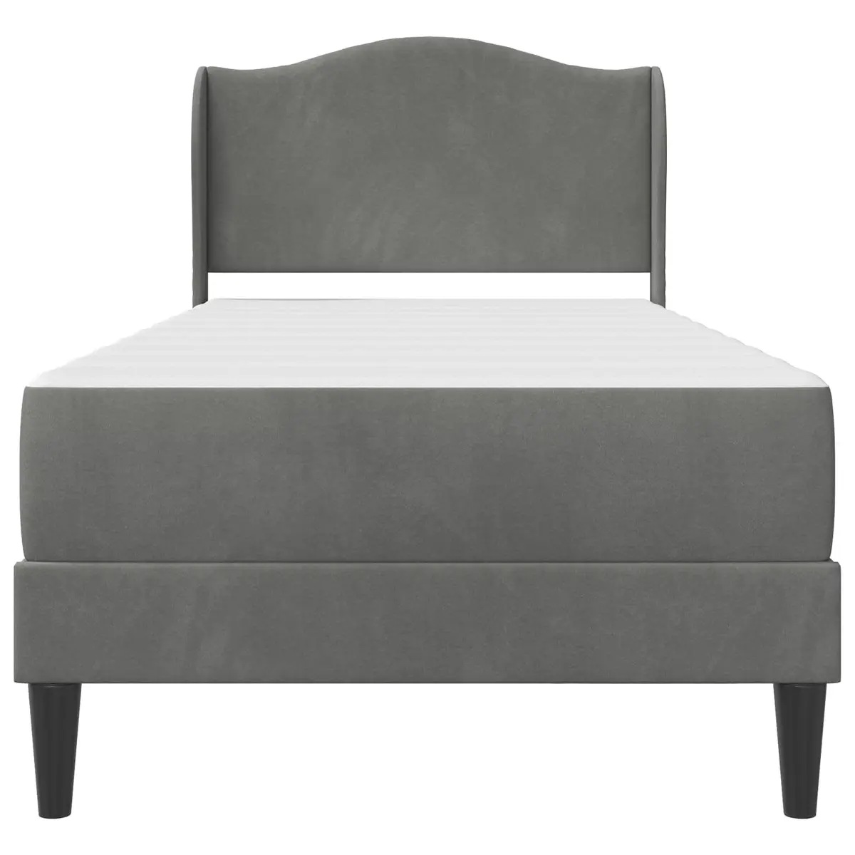 Dark Grey Bed Frame with Headboard 90 x 190 cm