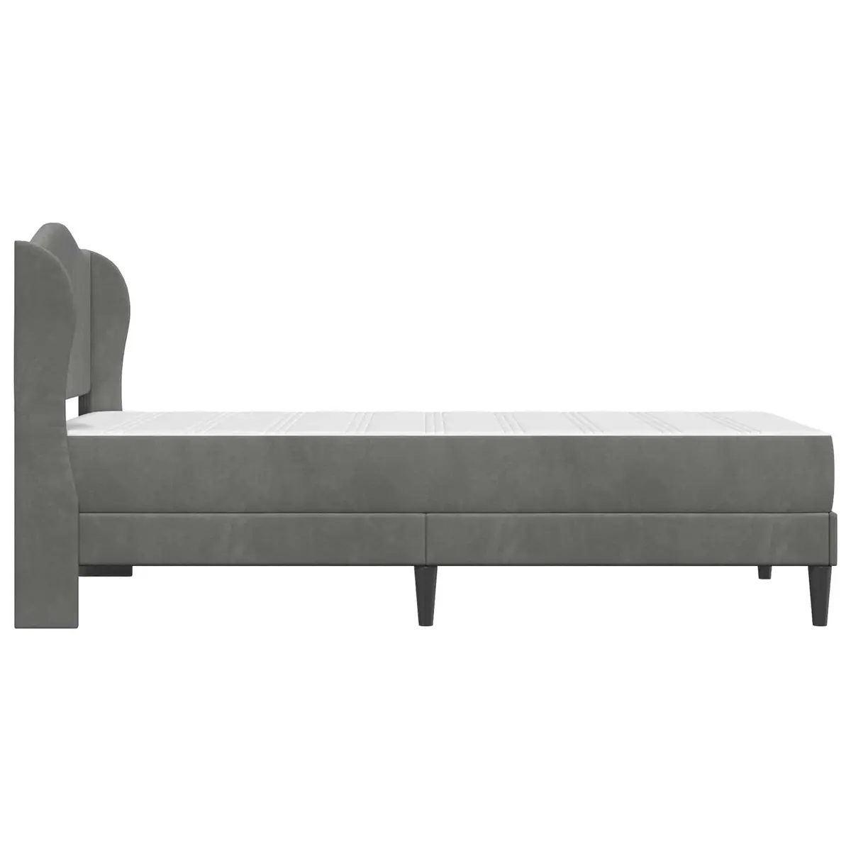 Dark Grey Bed Frame with Headboard 90 x 190 cm