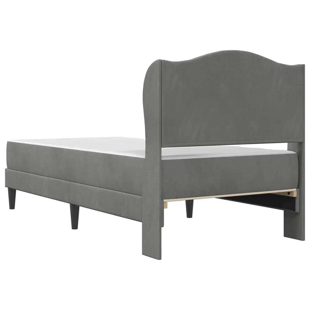 Dark Grey Bed Frame with Headboard 90 x 190 cm