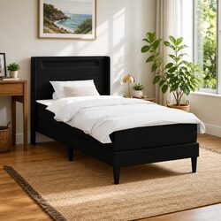 Durable Bed Frame with Integrated Mattress Black 107 x 203 cm