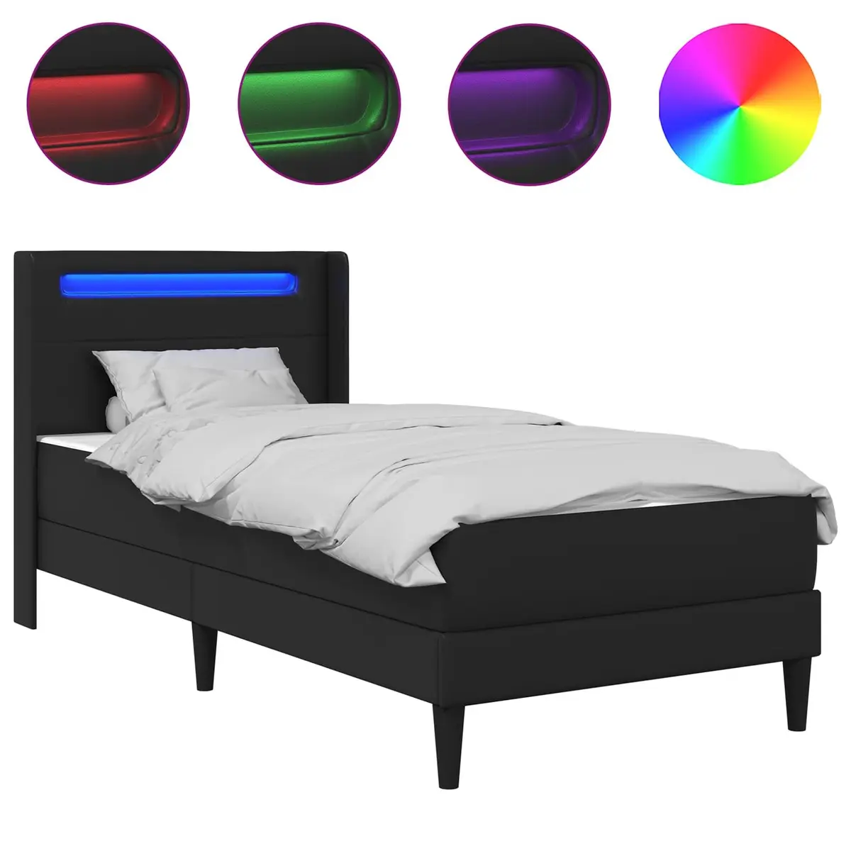 Bed Frame Foam Mattress 90 x 190 cm Black