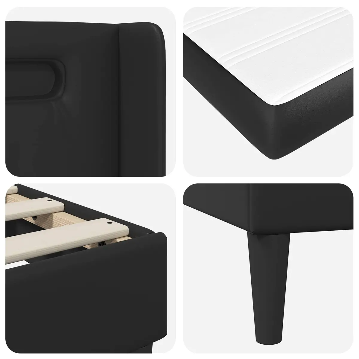 Bed Frame Foam Mattress 90 x 190 cm Black