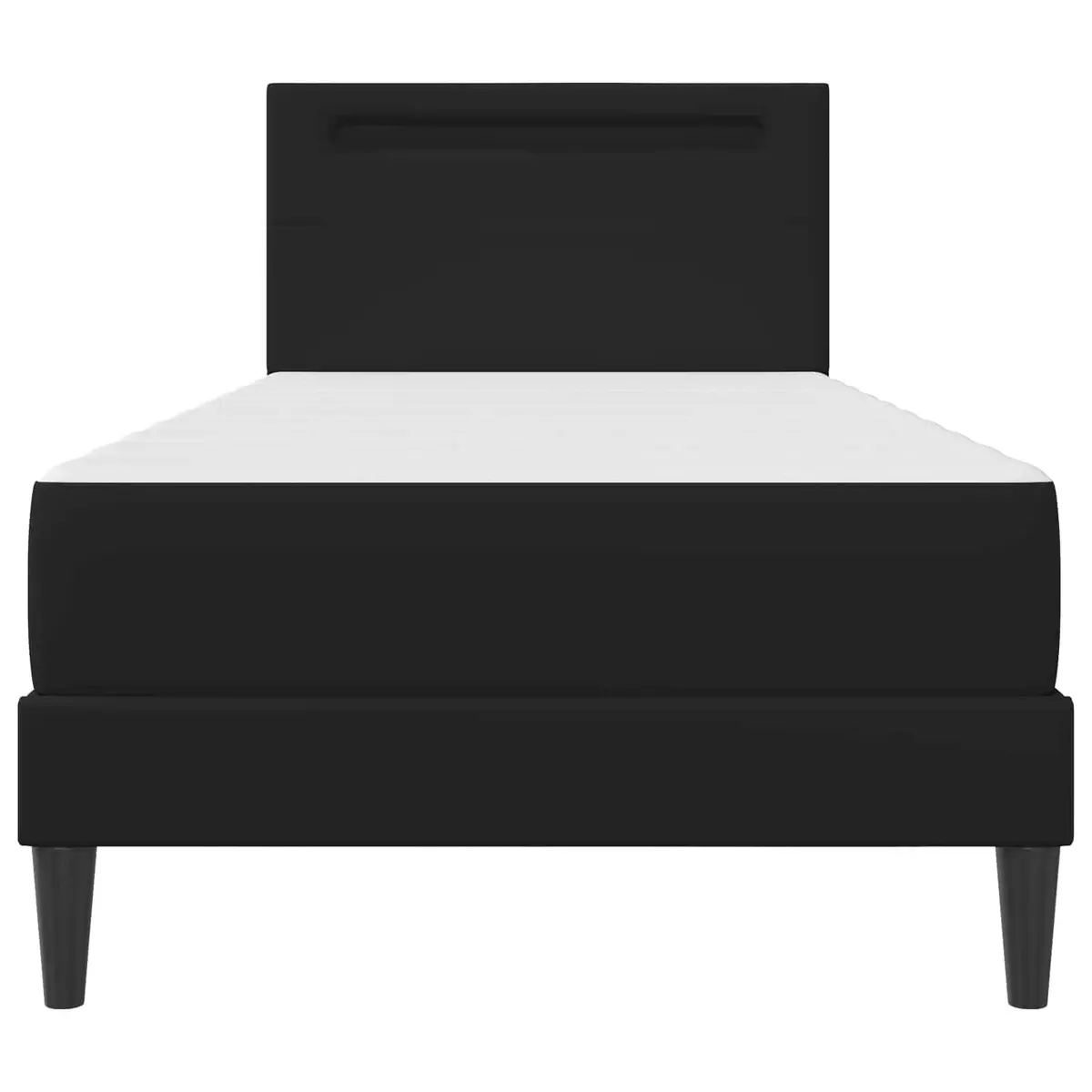 Bed Frame with LED Strip Lights Black Faux Leather Headboard Modern Design