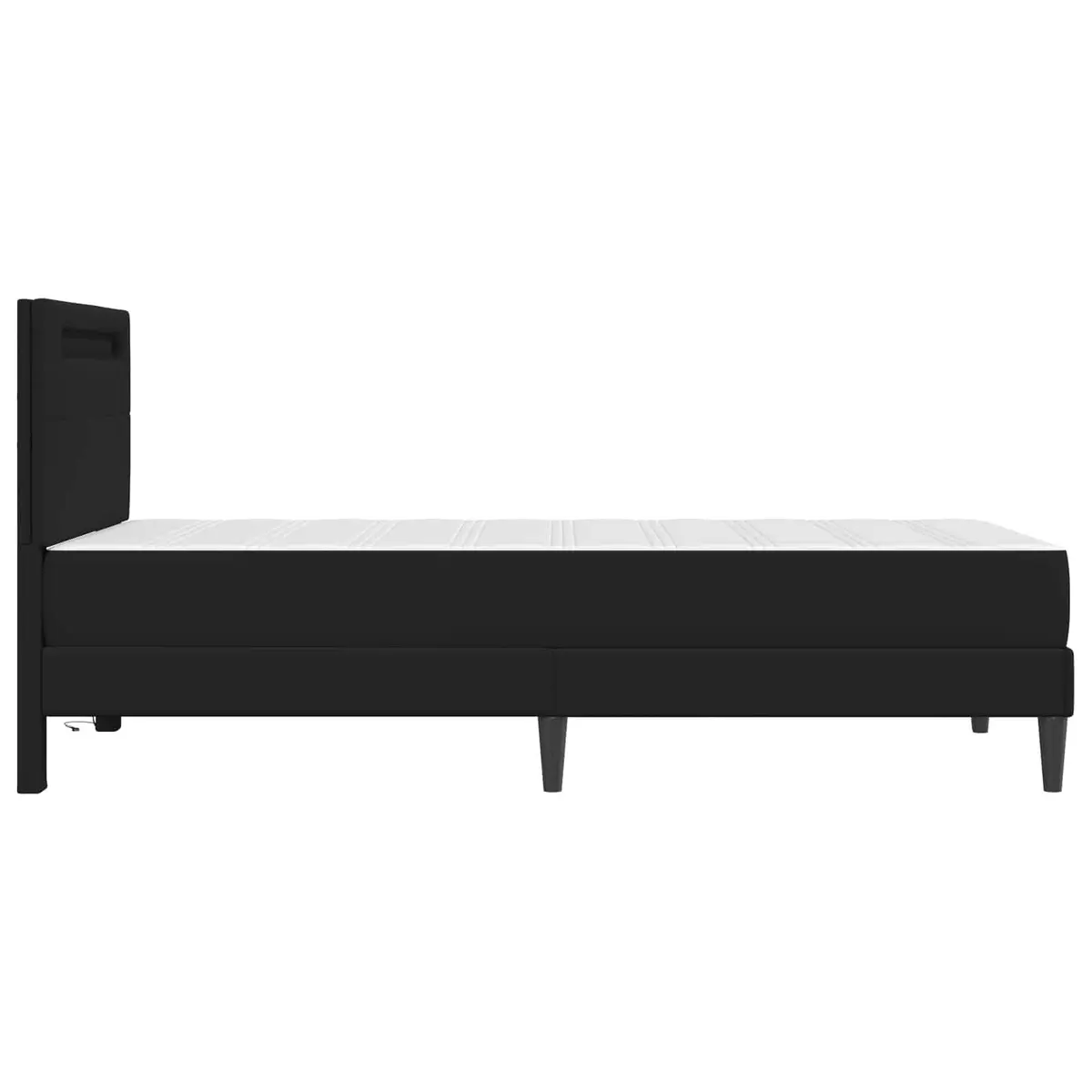 Bed Frame with LED Strip Lights Black Faux Leather Headboard Modern Design