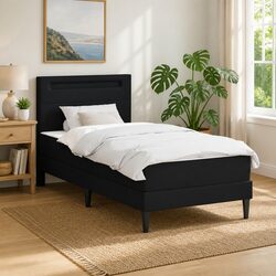 Stylish Black Bed Frame with LED Lights 90 x 190 cm