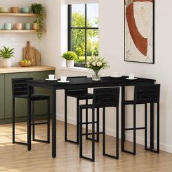 Standing Bar Table Rectangular Kitchen Dining Room Engineered Wood Black Modern