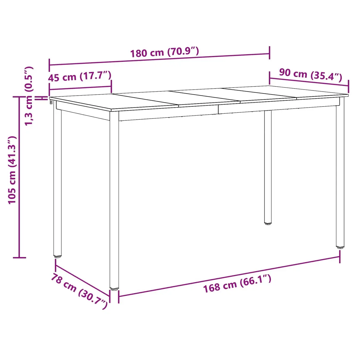 Rectangular Black Standing Bar Table for Kitchen & Dining
