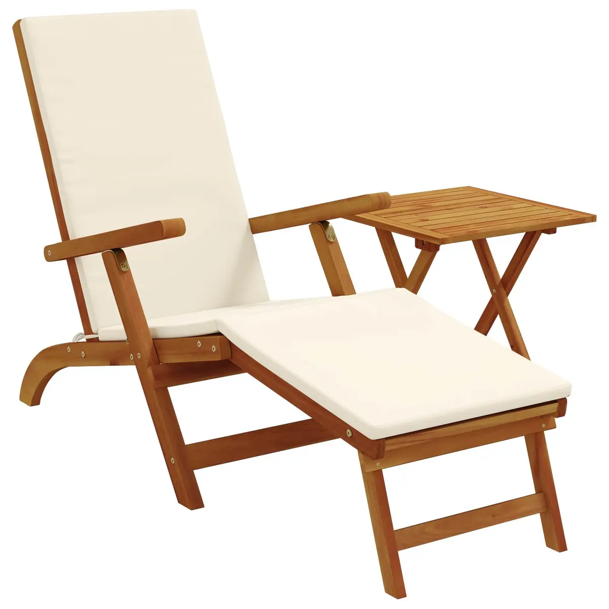 Sun Lounger Acacia Wood 2 Piece Folding Reclining Chair Brown