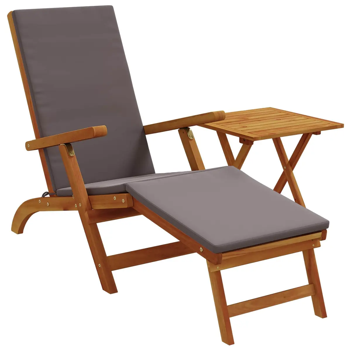 Sun Lounger Solid Acacia Wood Folding Adjustable Reclining Garden Patio Lounge Chair Brown 2 Piece