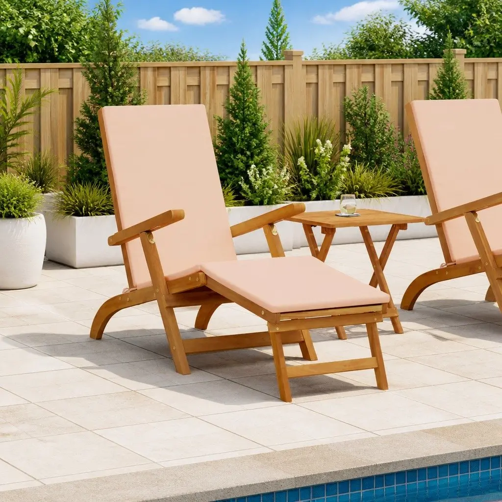 Folding Sun Lounger with Adjustable Backrest and Footrest