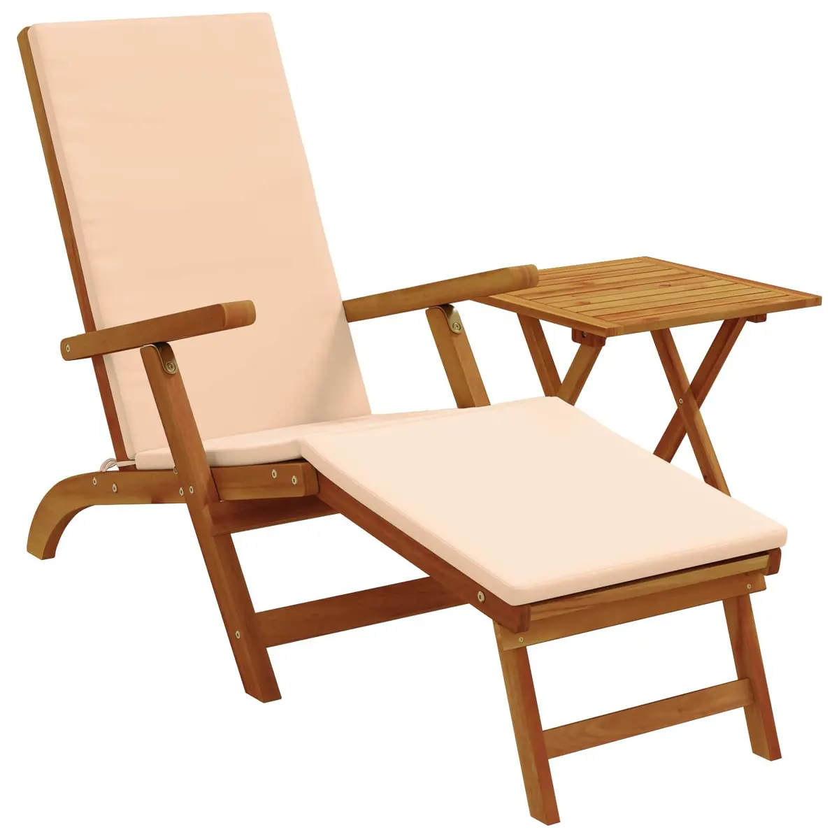 Reclining Sun Lounger Solid Acacia Wood Adjustable Brown 2 Piece